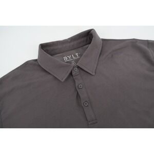 BYLT LUX Drop Cut Polo Shirt Mens XL‎ Gray Solid Short Sleeve